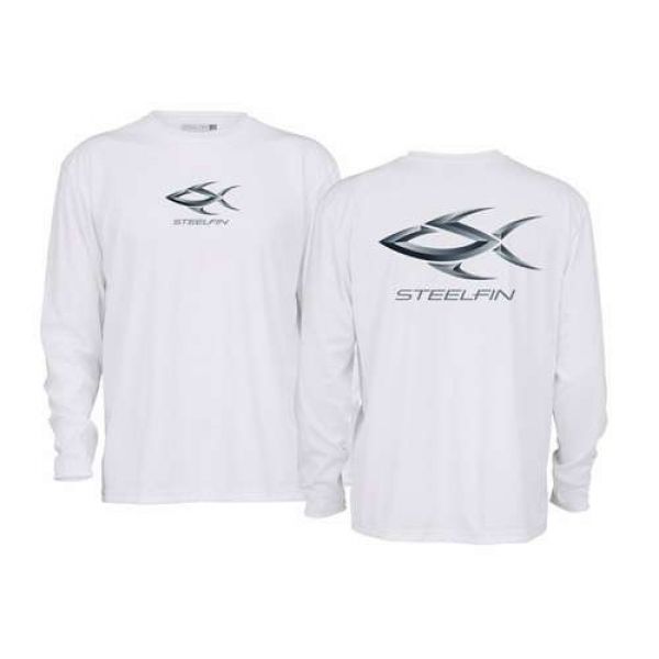 Steelfin Long Sleeve Performance Shirt White - Size Large