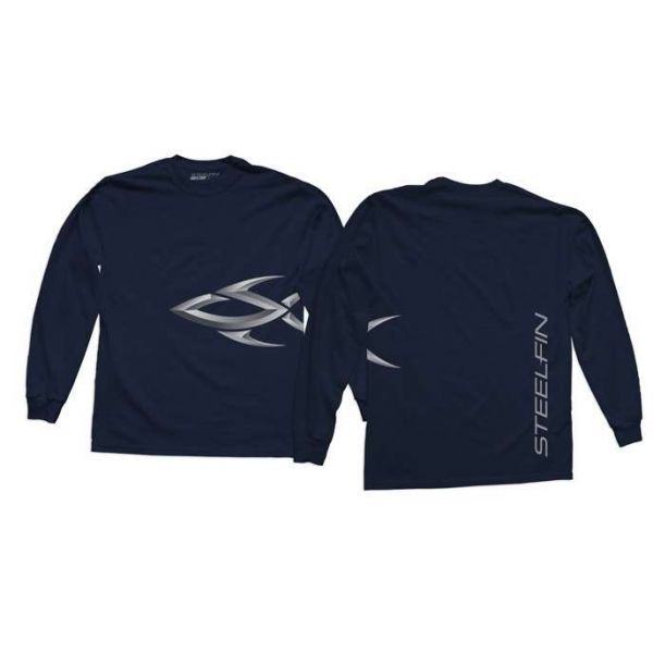 Steelfin Long Sleeve Logo Shirt Navy - Size X-Large