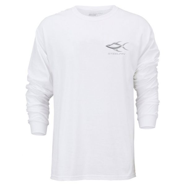 Steelfin Long Sleeve Striper Shirt White - Medium