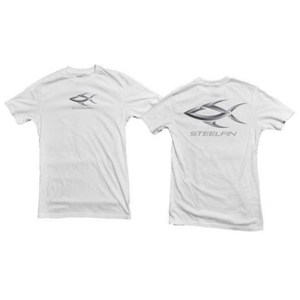 Steelfin Short Sleeve Logo Tee White - Size Large