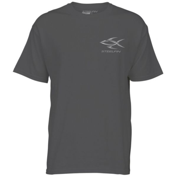 Steelfin Short Sleeve Striper Shirt - Slate Gray - Large