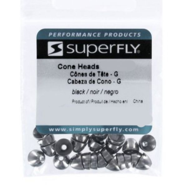 Superfly Cone Head Beads - Black - Large (1/4 in.)