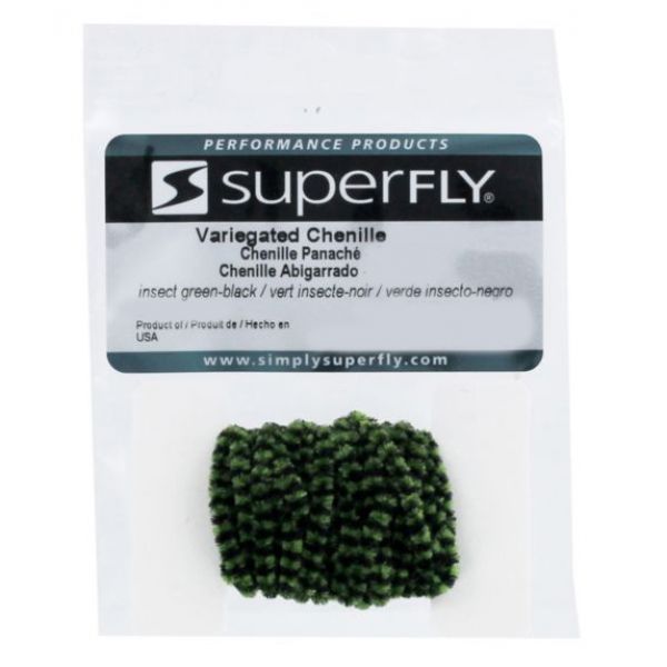 Superfly Variegated Chenille - Insect Green/Black - Small