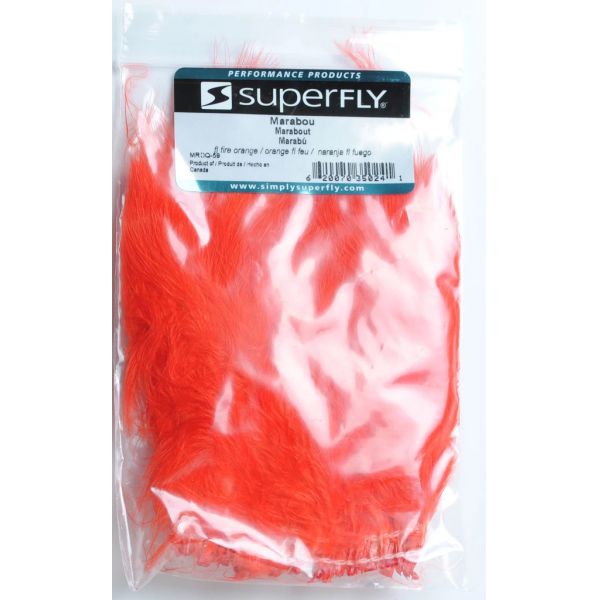 Superfly MRDQ-59 Strung Marabou - Fluorescent Fire Orange