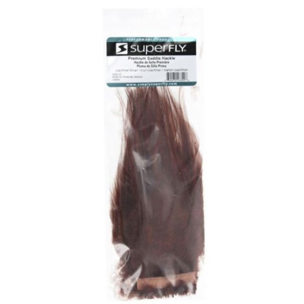 Superfly Premium Strung Saddle Hackle - Coachmen Brown