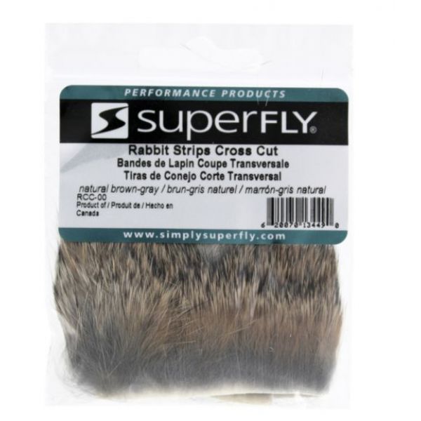 Superfly Cross Cut Rabbit Strips - Natural Brown/Grey