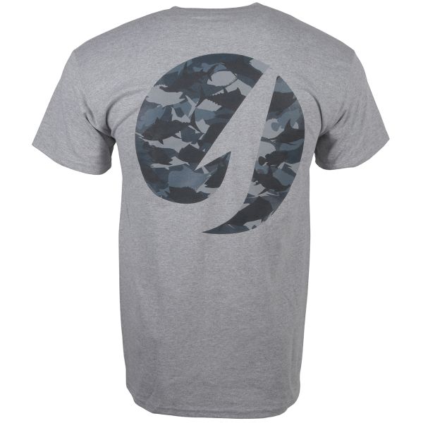 TackleDirect Fish Camo Short Sleeve T-Shirt - Sports Grey - 2X-Large