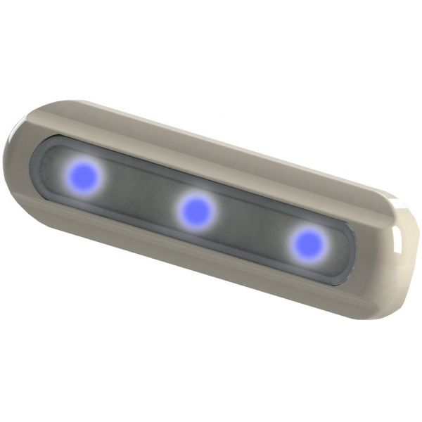 TACO LED Deck Light - Flat Mount - Blue LEDs - White Housing