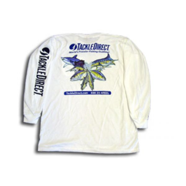 TackleDirect L/S Multi Fish White T-Shirt L