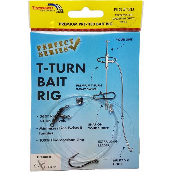 Thundermist T-Turn Bait Rig #12D - Freshwater Game Fish Drift/Troll