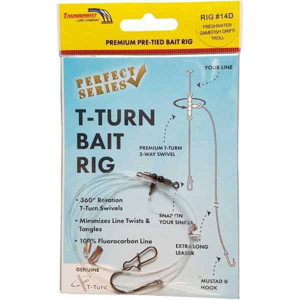 Thundermist T-Turn Bait Rig #14D - Freshwater Game Fish Drift/Troll