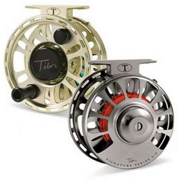 Tibor Signature Series 5/6 Fly Fishing Reels - Satin Gold Lime Hub