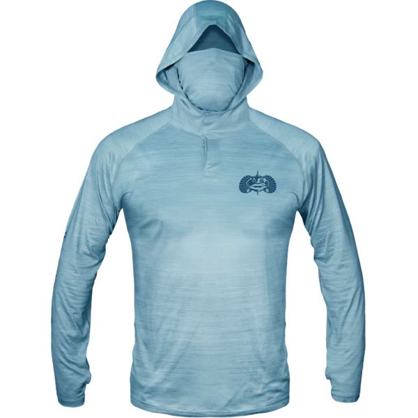 Toadfish Technical Performance Long Sleeve Hoodie - Blue - 2-XLarge