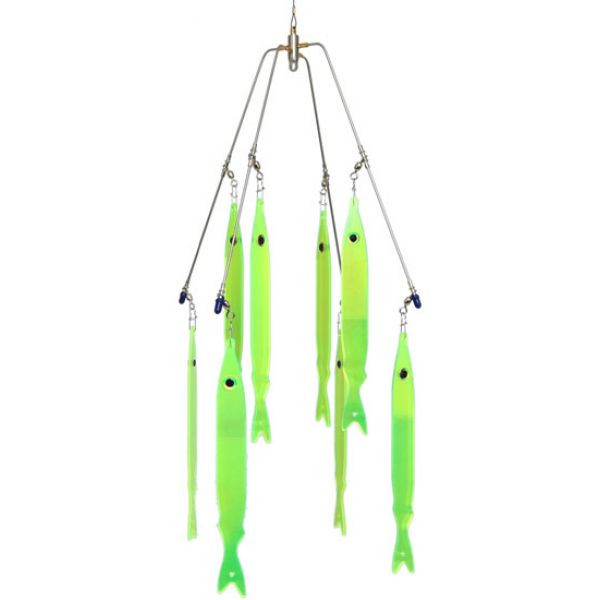 Tournament 620-3244 24in 4-Arm Striper Umbrella Rig 8 3D Stickbaits