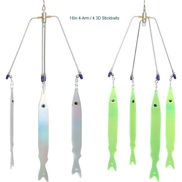 Tournament Cable Striper Umbrella Rigs with 3D Stickbaits