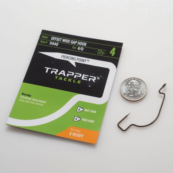 Trapper Tackle Offset Wide Gap Hook - X Heavy - 4/0 (4 Pack)