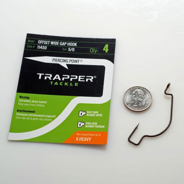 Trapper Tackle Offset Wide Gap Hook - X Heavy - 5/0 (4 Pack)