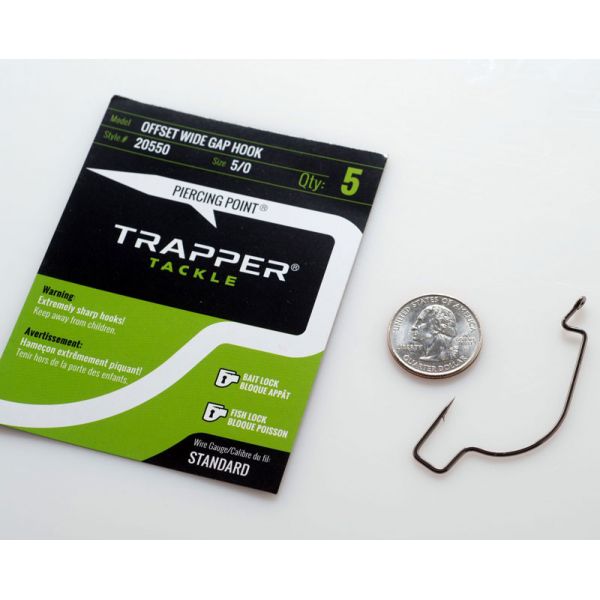 Trapper Tackle Offset Wide Gap Hook - Standard - 5/0 (5 Pack)