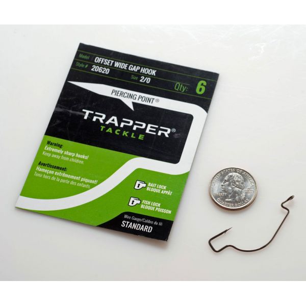 Trapper Tackle Offset Wide Gap Hook - Standard - 2/0 (6 Pack)