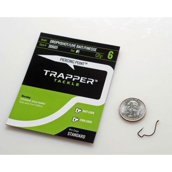 Trapper Tackle Drophshot/Live Bait/Finesse Hook - #1 (6 Pack)