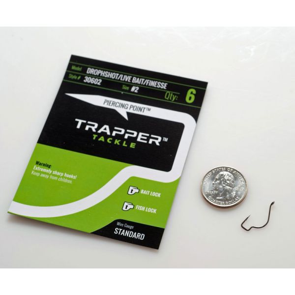 Trapper Tackle Drophshot/Live Bait/Finesse Hook - #2 (6 Pack)