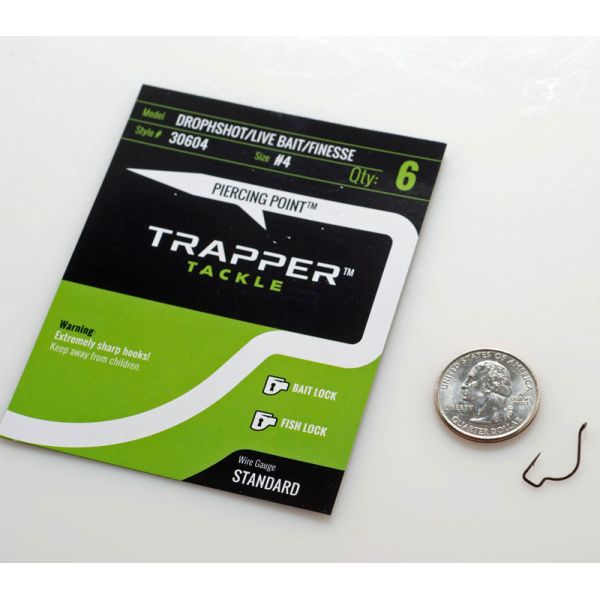 Trapper Tackle Drophshot/Live Bait/Finesse Hook - #4 (6 Pack)