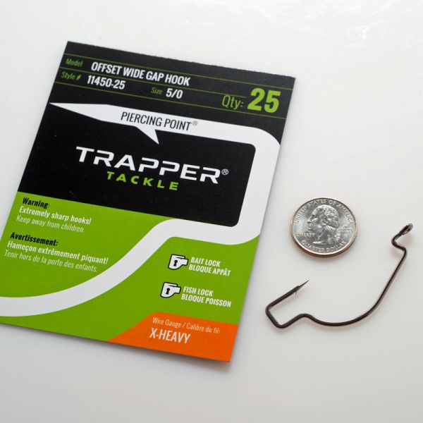 Trapper Tackle Heavy Cover Offset Super Wide Gap Hook - 5/0 (25 Pack)