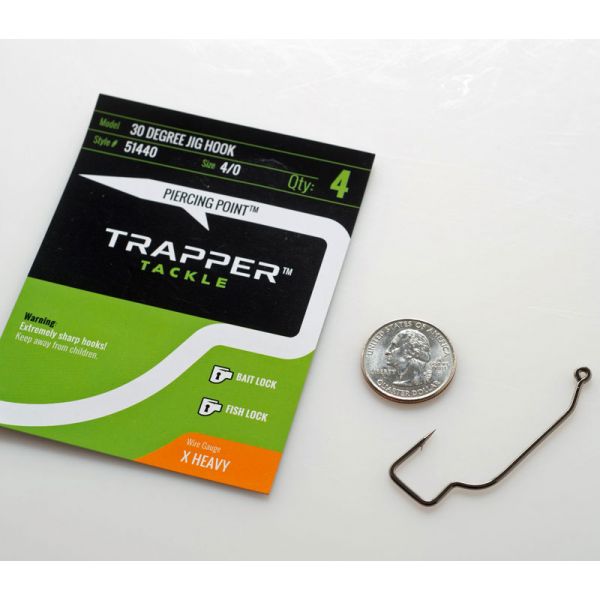 Trapper Tackle 30 Degree Jig Hook - 4/0 (4 Pack)