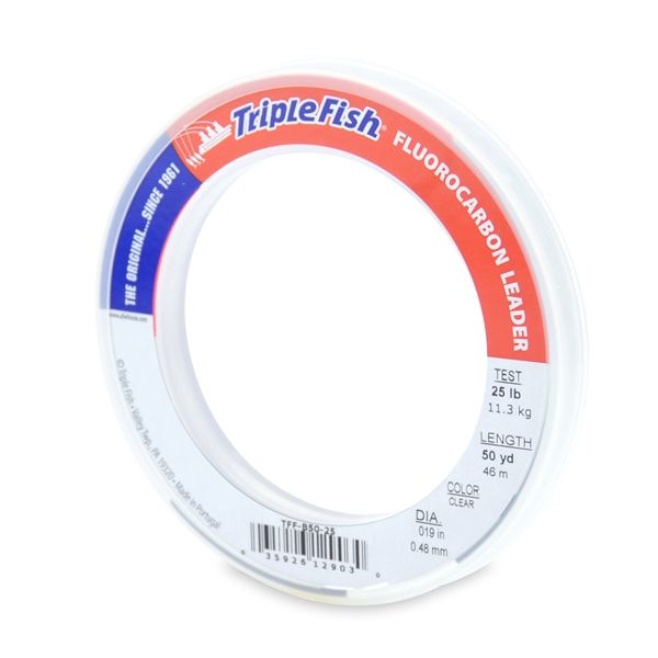 Triple Fish Fluorocarbon Leader 50yds 25lb Test