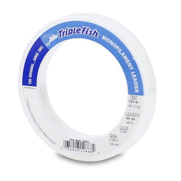 Triple Fish Monofilament Leader 50yds Clear 150lb Test