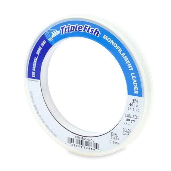 Triple Fish Monofilament Leader 50yds Clear 40lb Test