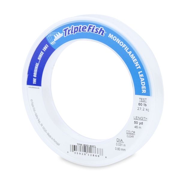 Triple Fish Monofilament Leader 50yds Clear 60lb Test