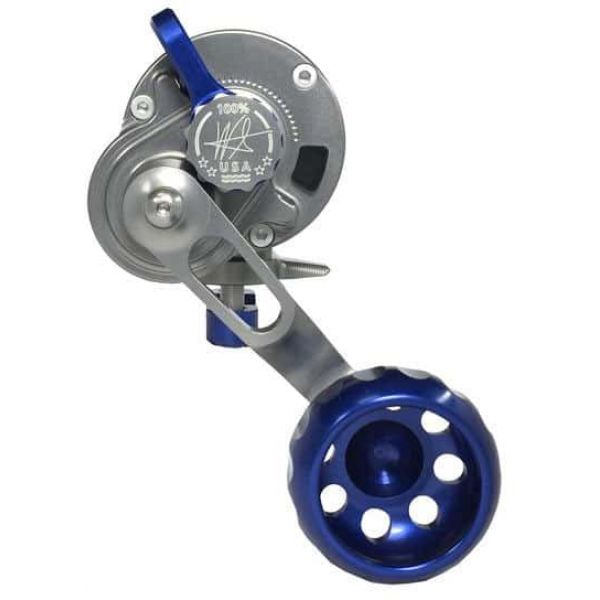 Seigler Small Game Conventional Lever Drag Reel - Left Hand Smoke/Blue