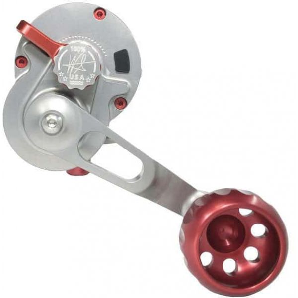 Seigler Large Game Conventional Lever Drag Reel - Right Hand Smoke/Red