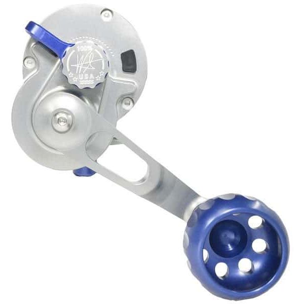 Seigler Large Game Lever Drag Reel - Right Hand Smoke/Blue