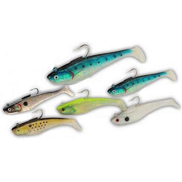 Tsunami SS9 Soft Bait Swim Shad HD Hook Lure 4-Golden Bunker w/ Spots