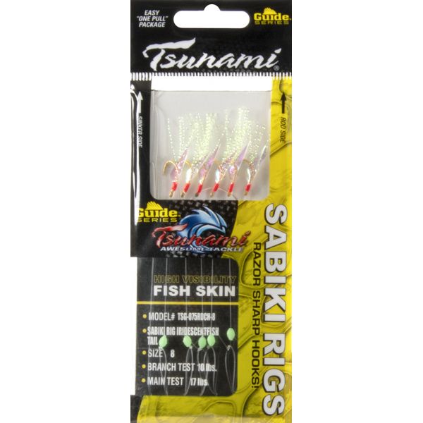 Tsunami Guide Series Flash Tail Sabiki Rig - Iridescent Red/Chart - 8