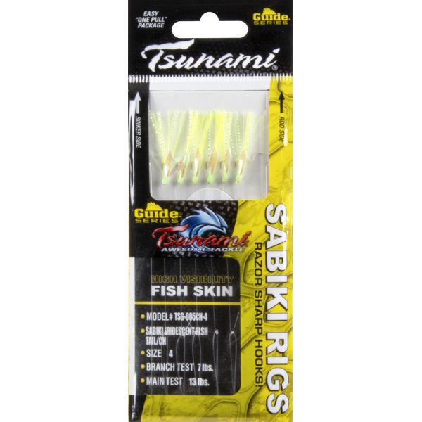 Tsunami Guide Series Flash Tail Sabiki Rig - Iridescent Chartreuse - 4