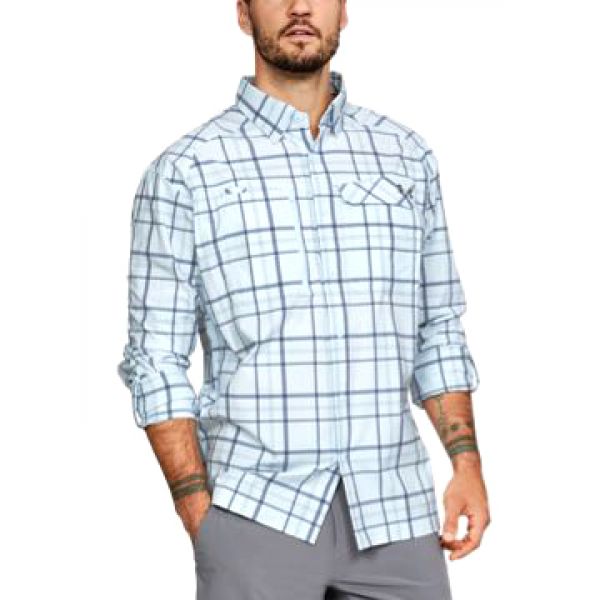 Under Armour Fish Hunter Long Sleeve Plaid Shirt - Halogen Blue