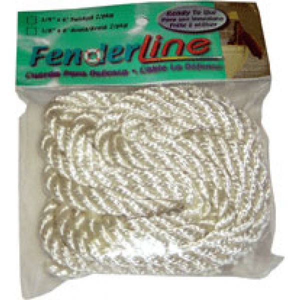 Unicord 444885 3 Strand Twisted White Nylon Fender Line - 3/8'' x 6'