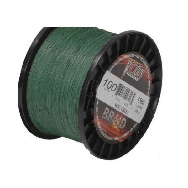 Vicious BBG100 Moss Green Braided Fishing Line 1500 Yard Spool 100lb