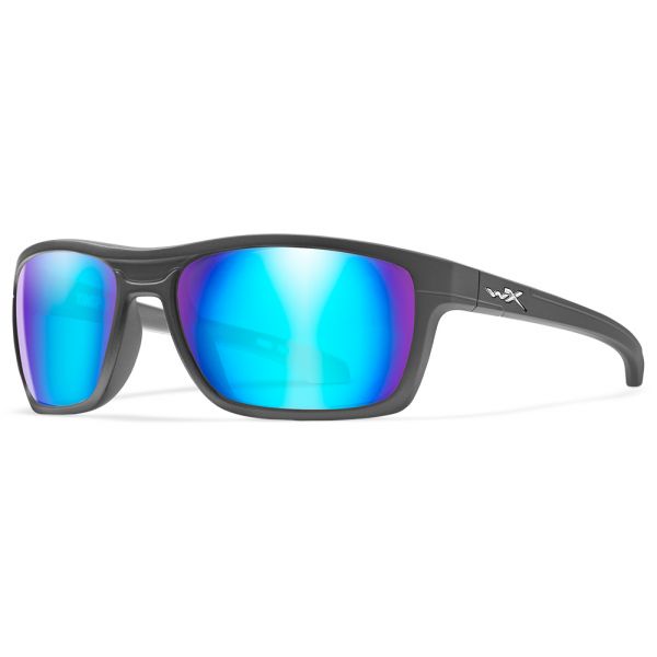 Wiley X WX Kingpin Sunglasses - Matte Graphite Frame/Blue Mirror Lens