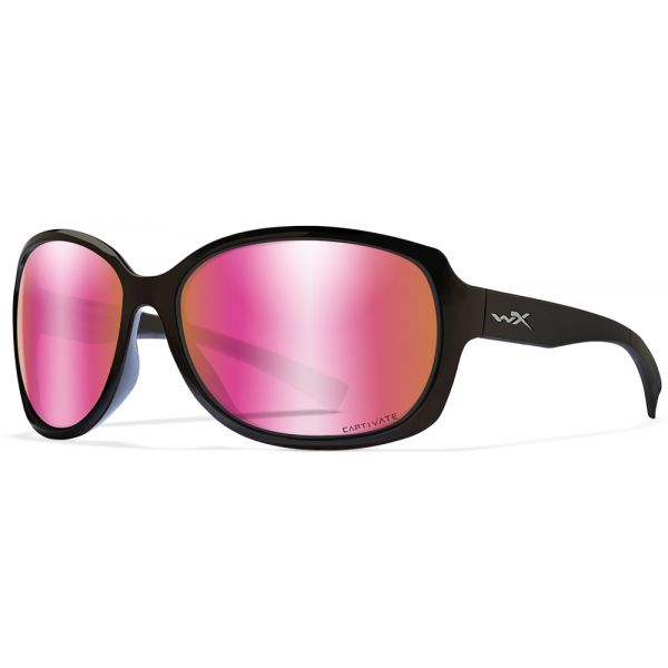 Wiley X WX Mystique Sunglasses - Gloss Black Frame/Rose Gold Mirror