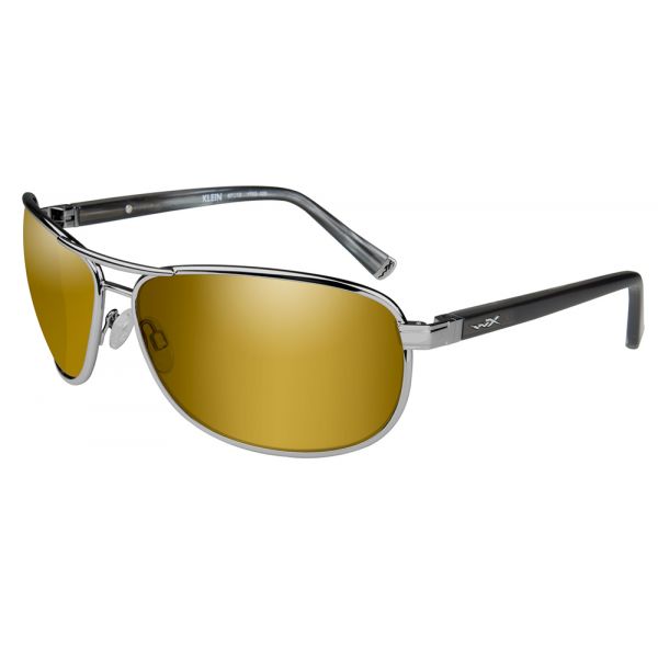 Wiley X Klein Sunglasses - Matte Gunmetal/Polarized Venice Gold Mirror Amber