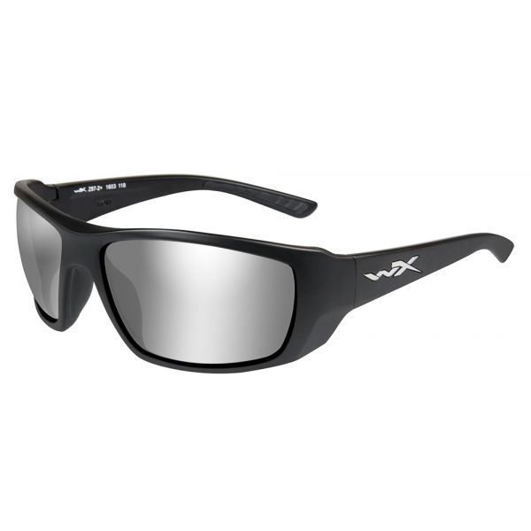 Wiley X Kobe Sunglasses - Matte Black/Silver Flash Smoke Grey