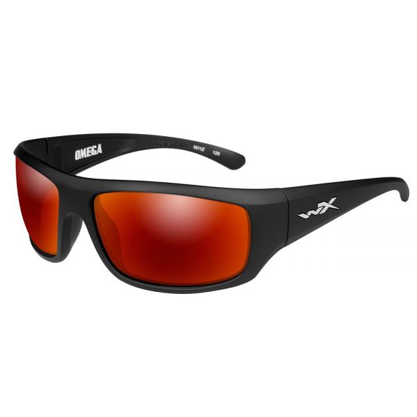 Wiley X Omega Sunglasses - Matte Black/Polarized Crimson Mirror