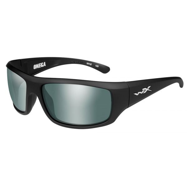 Wiley X Omega Sunglasses - Matte Black/Polarized Flash Green