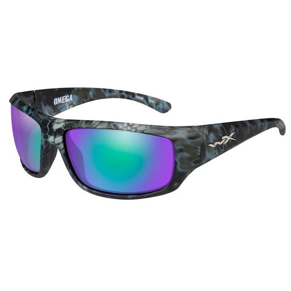 Wiley X Omega Sunglasses - Kryptek Neptune/Polarized Emerald Mirror