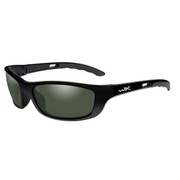 Wiley X P17 Sunglasses - Gloss Black/Polarized Smoke Green