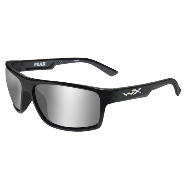 Wiley X Peak Sunglasses - Gloss Black/Silver Flash